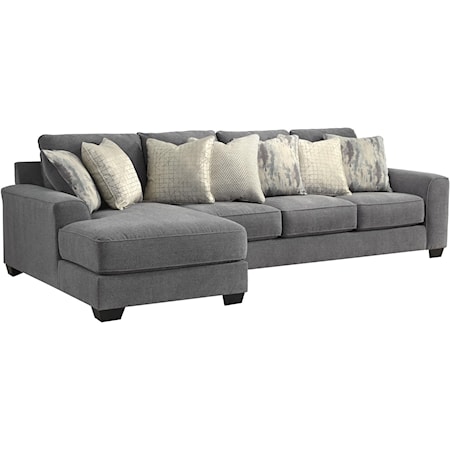 2 Piece Gray Sectional Chaise Sofa