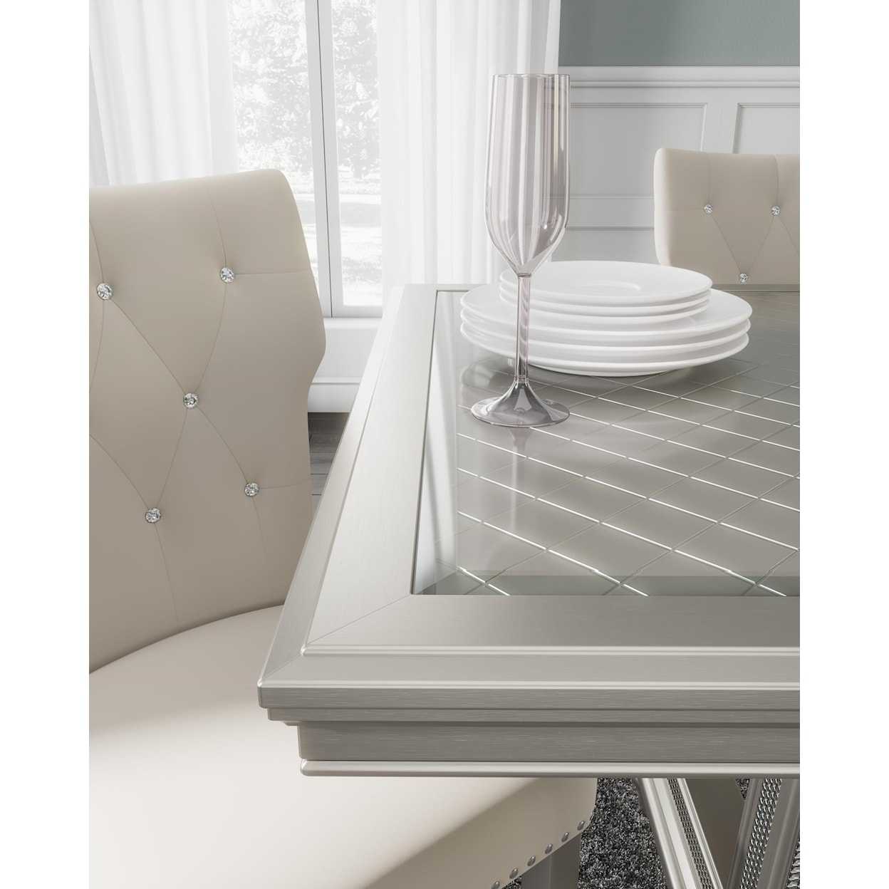 Signature Design by Ashley Chevana Chevana Rect Table Platinum