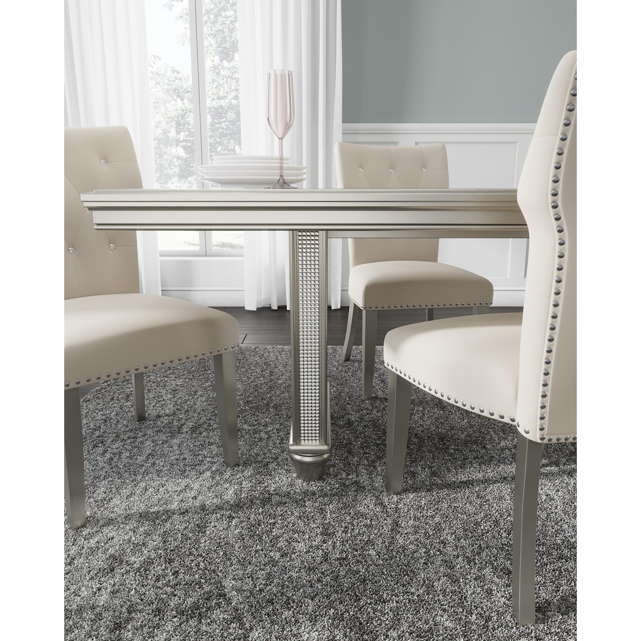 Signature Design by Ashley Chevana Chevana Rect Table Platinum