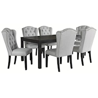 7 PC RECT Table and 6 UPH Side Chairs Set