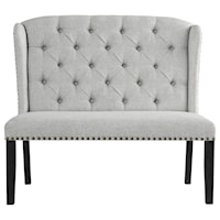 Upholstered Bench with Tufted Wingback and Nailhead Trim