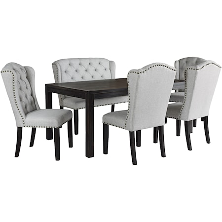 6-Piece Dining Set with Upholstered Bench