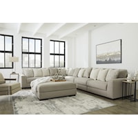 6 Piece Sectional Sofa and Oversized Accent Ottoman