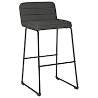 Contemporary Gray Tall Bar Stool with Upholstered Seat and Back 