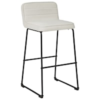 Contemporary Beige Tall Bar Stool with Upholstered Seat and Back 