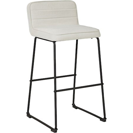 Contemporary Beige Tall Bar Stool with Upholstered Seat and Back 
