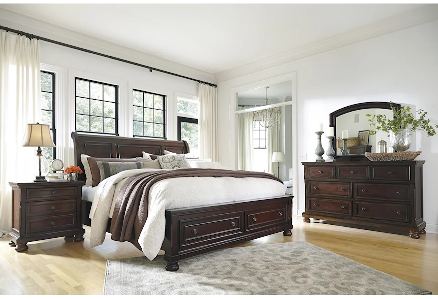 Porter King Sleigh Bed with Storage Package by Ashley Furniture at Sam Levitz Furniture