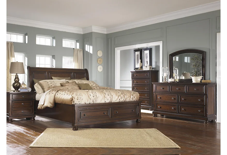 Porter Queen Sleigh Bed with Storage Package by Ashley Furniture at Sam Levitz Furniture