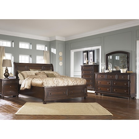 King Sleigh Bed with Storage, Nightstand and Chest Package