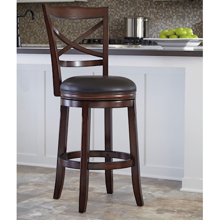 Bar Height X-Back Tall Upholstered Swivel Barstool