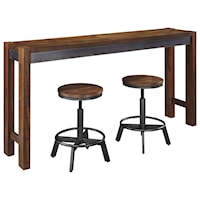 3 Piece Rustic Long Counter Table Set