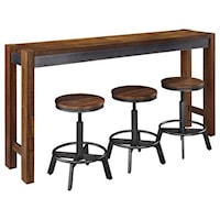 4 Piece Rustic Long Counter Table Set