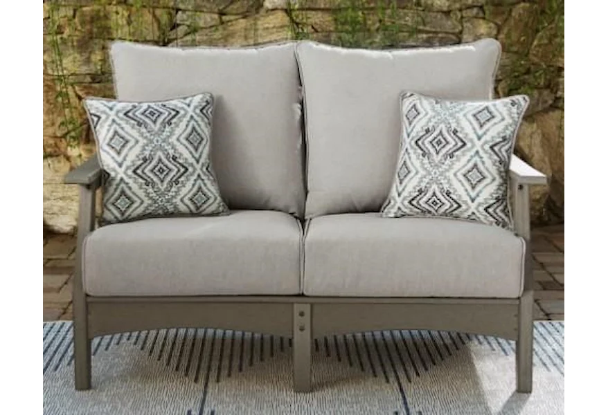 Visola Outdoor Loveseat by Ashley Furniture at Esprit Decor Home Furnishings