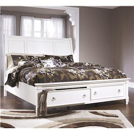 Queen Sleigh Bed with Storage Footboard