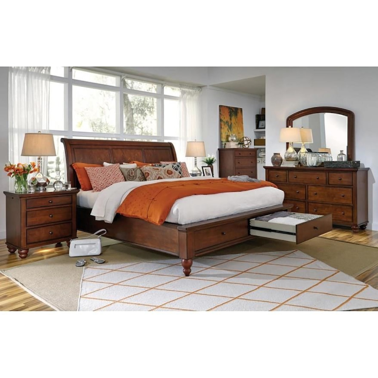 Aspenhome    King Storage Sleigh Bed