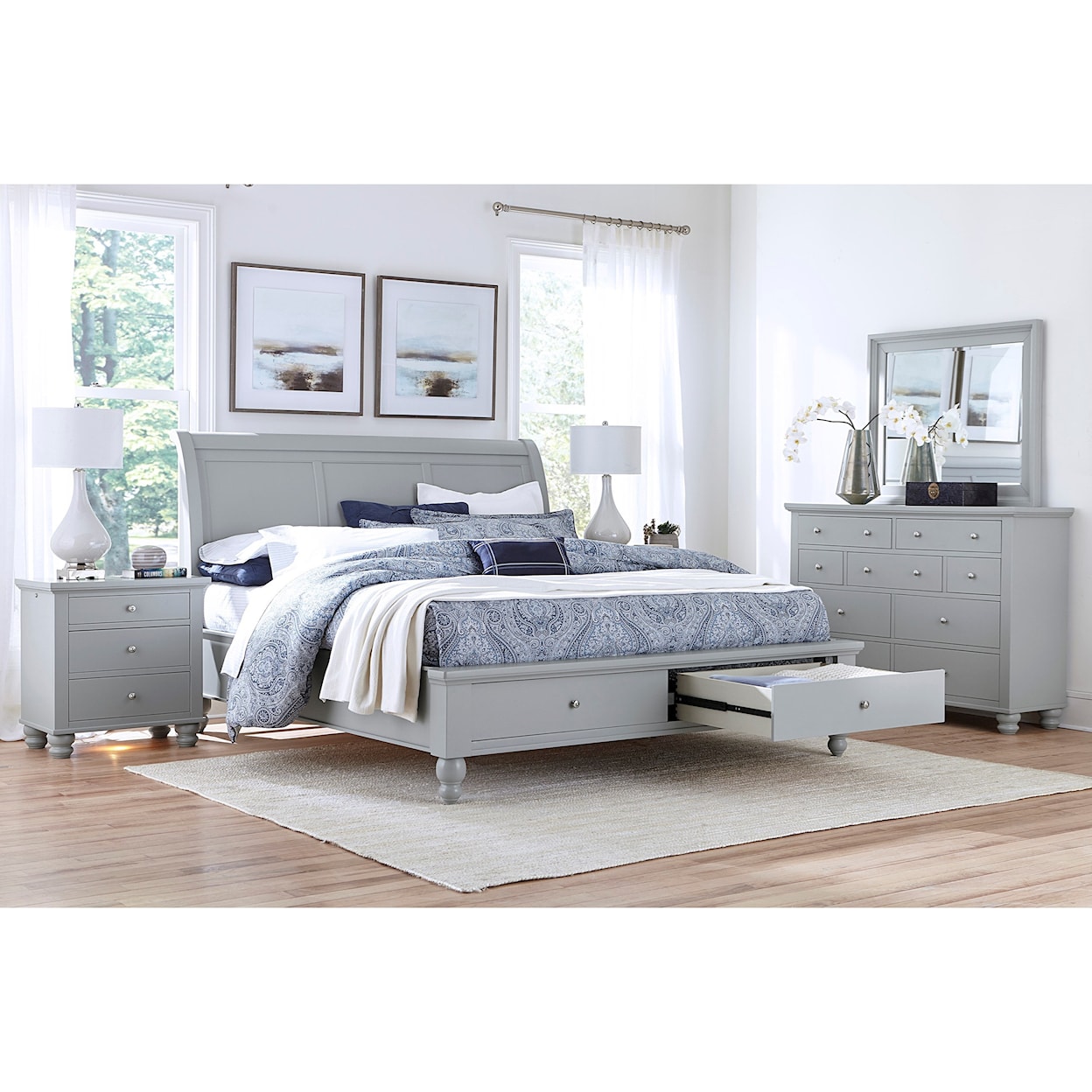 Aspenhome Cambridge CHY California King Storage Sleigh Bed