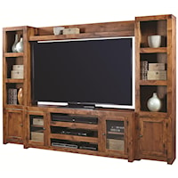 Entertainment Wall Unit with Side Piers and Bridge