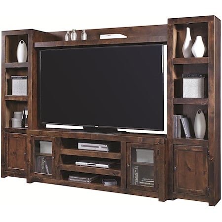 Entertainment Wall with 4 Doors and Open Shelving