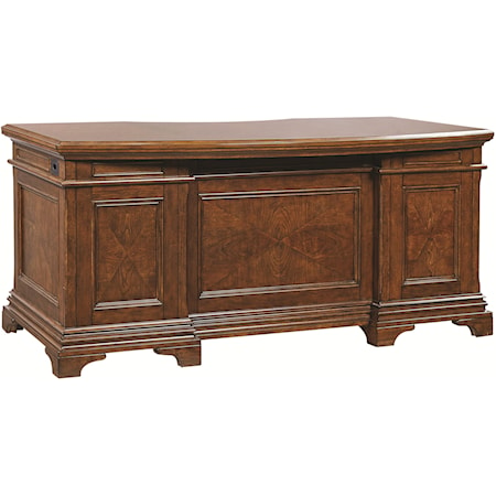 66-Inch Curved Executive Desk with 4 Utility Drawers and Felt-Lined Top Drawers