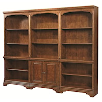 Bookcase Wall with 1 Door Bookcase and 2 Open Bookcases