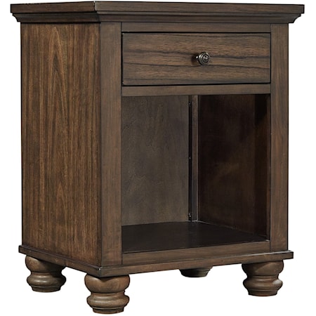 Transitional Nightstand with Top Drawer and Open Lower Shelf