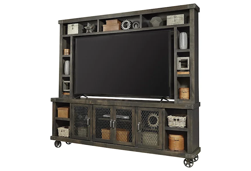 Industrial 96" TV Stand with Hutch by Aspenhome at Baer's Furniture