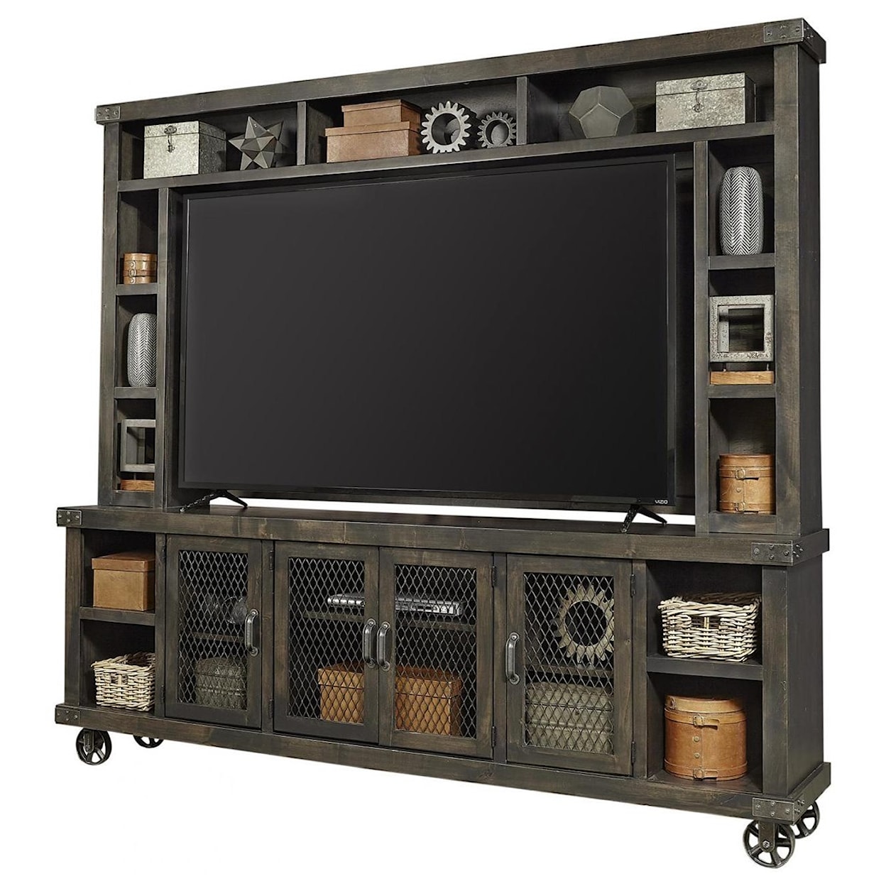 Aspenhome Industrial 96" TV Stand with Hutch