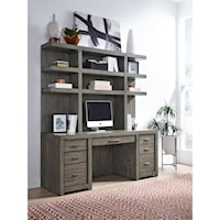 Contemporary Credenza and Hutch with USB Ports and Locking Files