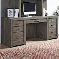 Contemporary 72" Credenza Desk with Locking Files and AC Power Outlets
