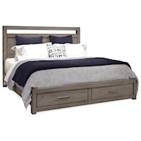 Contemporary Queen Panel Storage Bed with Dual USB Ports