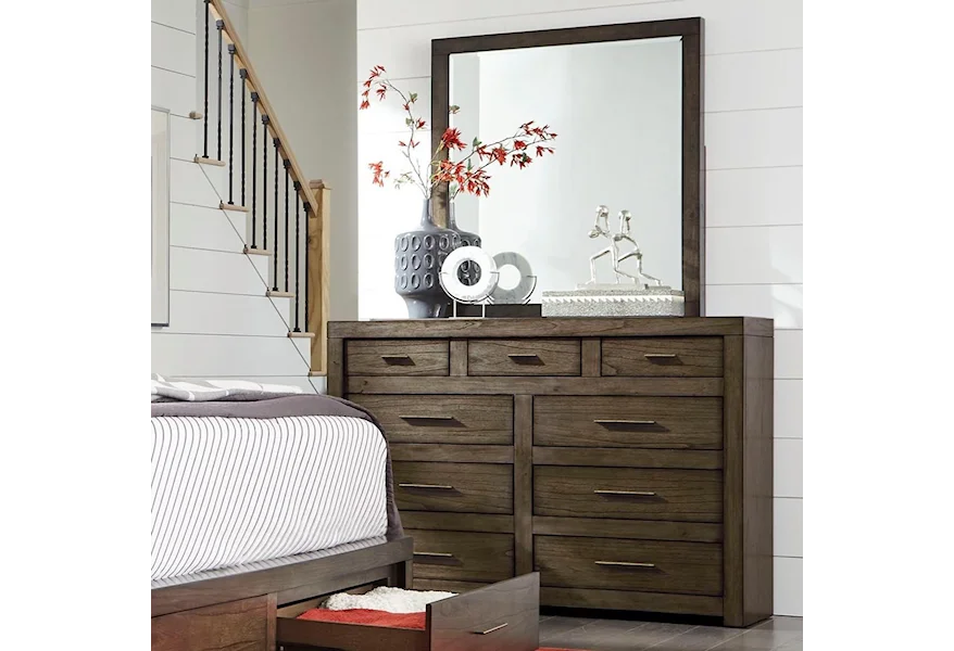 Modern Loft Chesser and Mirror Set by Aspenhome at Stoney Creek Furniture 