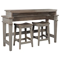 Rustic Console Bar Table with Two Stools