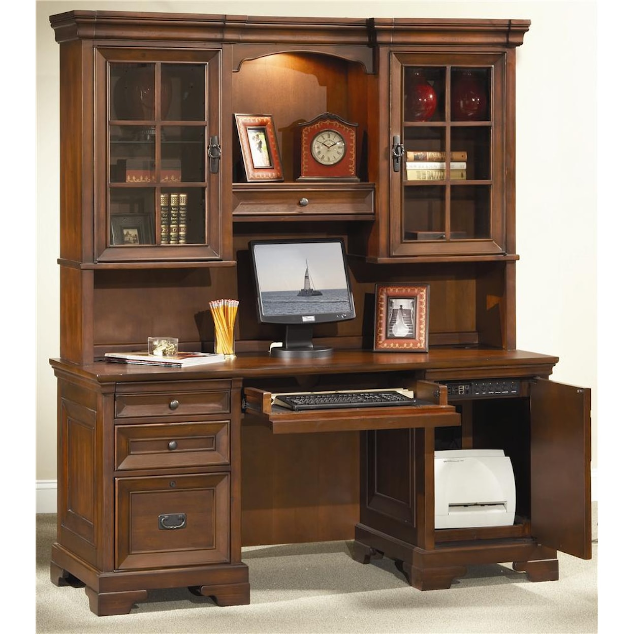 Aspenhome Richmond Credenza Desk and Hutch