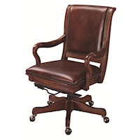Leather Upholstered Caster Office Chair with Adjustable Seat Height and Knee Tilt Features