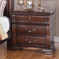 Traditional 3 Drawer Night Stand with Felt Lined Top Drawer and Dustproof Panneling