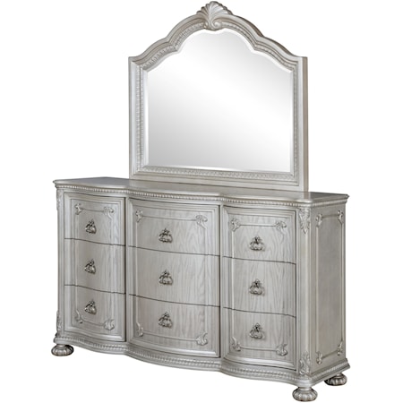 Dresser and Mirror Set