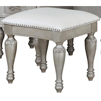 Traditional Vanity Stool with Nailhead Trim