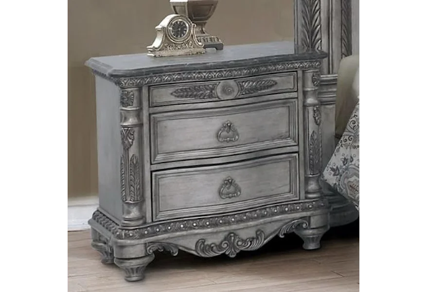 Antique Platinum Nightstand with Drawers by Avalon at Royal Furniture