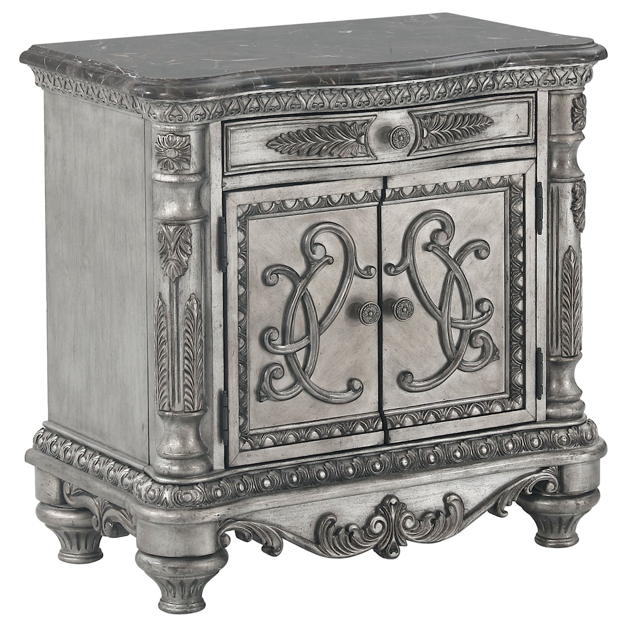 Avalon Furniture Antique Platinum Nightstand with Doors