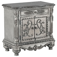 Traditional Nightstand with Double USB Ports and LED Nightlight