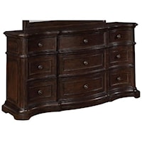 Traditional 9-Drawer Dresser with Serpentine Shape