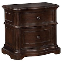 Traditional 2-Drawer Nightstand with USB and LED Nightlight