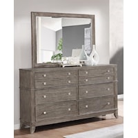 Transitional Dresser and Mirror Set with Felt and Cedar-Lined Drawers