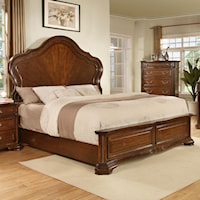 Traditional Serpentine Shaped Queen Panel Bed