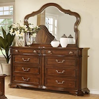 Traditional 8 Drawer Dresser and Mirror