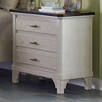 Transitional 3 Drawer Nightstand with Double USB Charger