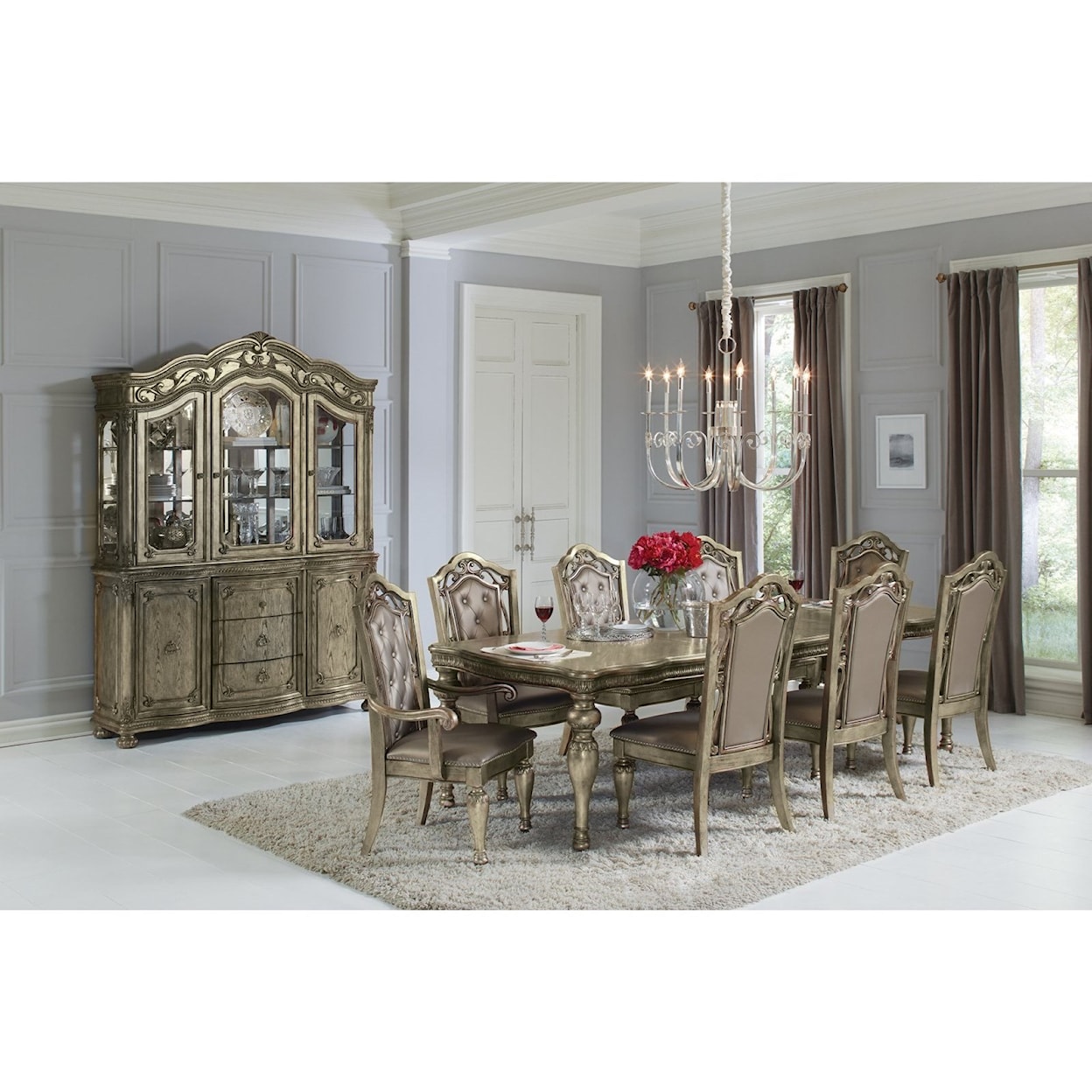 Avalon Furniture Seville 9-Piece Rectangular Dining Table Set