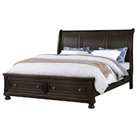 King Sleigh Bed with Footboard Storage Drawers