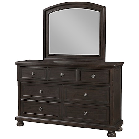 Traditional Dresser and Mirror Set with Hidden Drawer