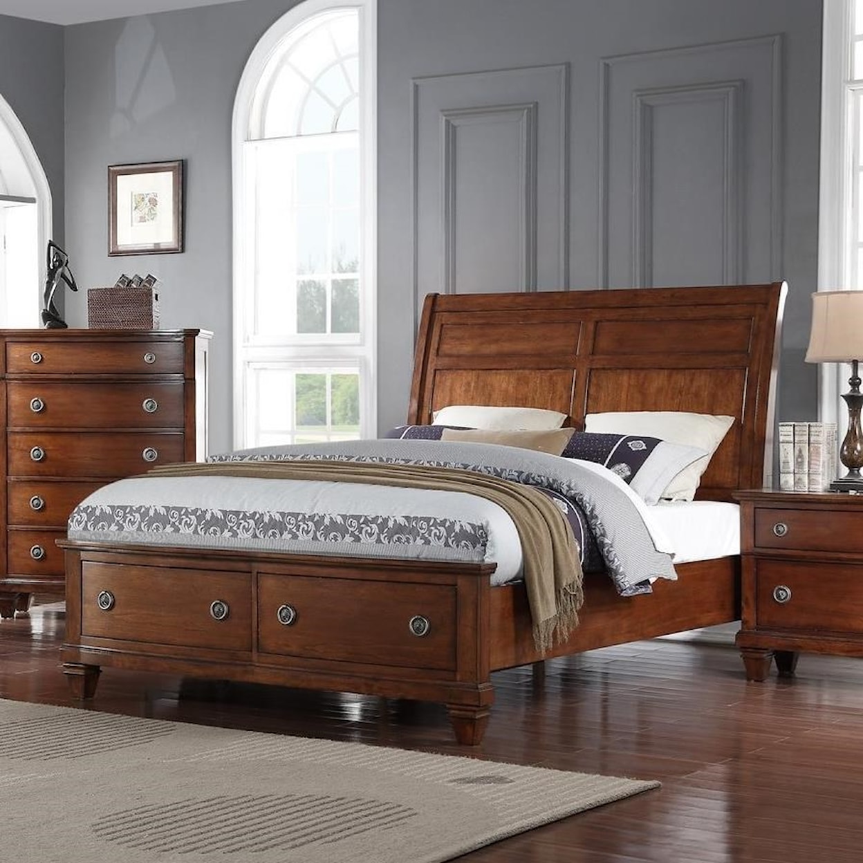Avalon Furniture B068 Queen Storage Bed with Sleigh Headboard